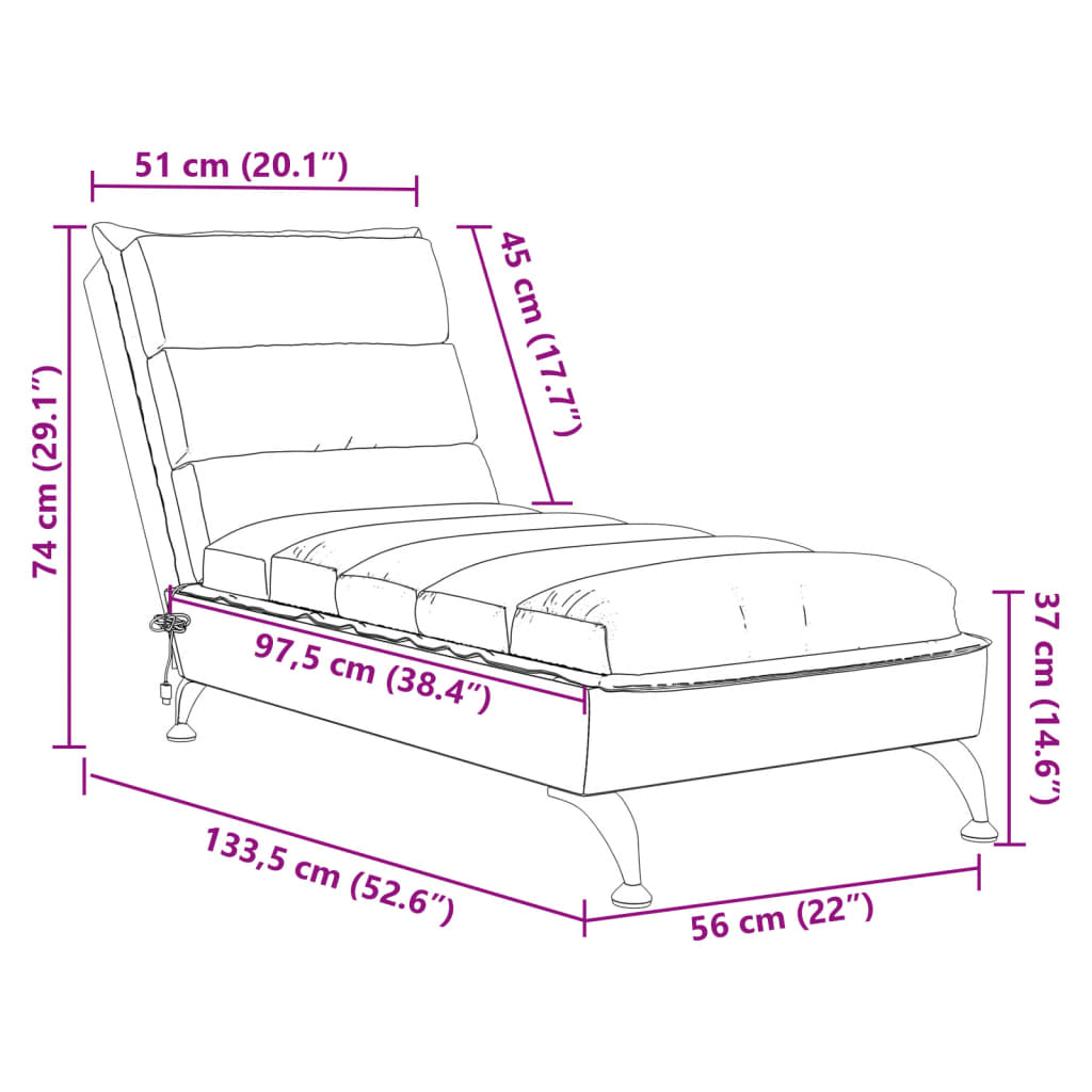 vidaXL Massage-Chaiselongue mit Kissen Taupe Stoff