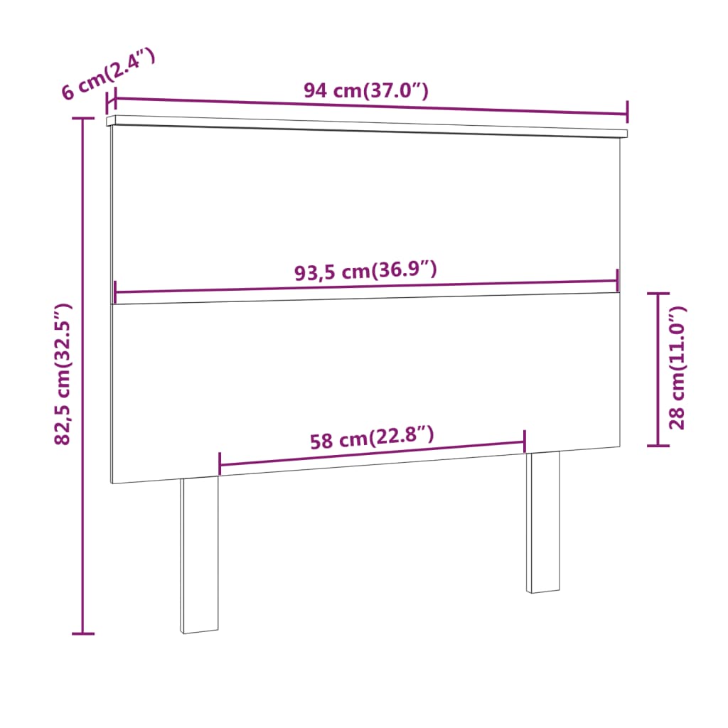 vidaXL Kopfteil Weiß 94x6x82,5 cm Massivholz Kiefer