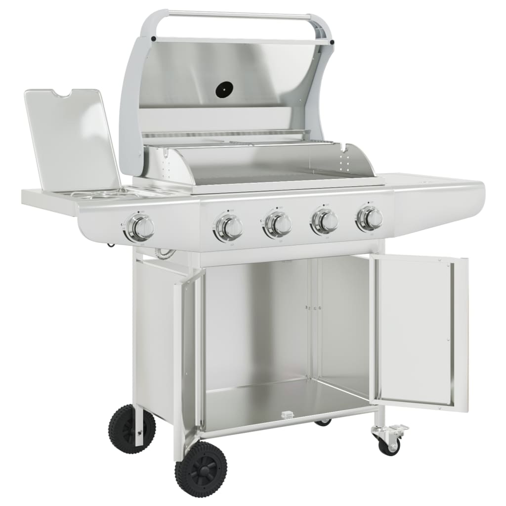 vidaXL Gasgrill mit 5 Flammen Silbern Edelstahl