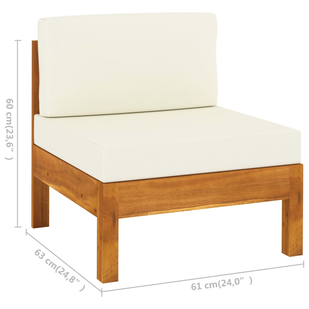 vidaXL 6-tlg. Garten-Lounge-Set mit Creme Auflagen Massivholz Akazie