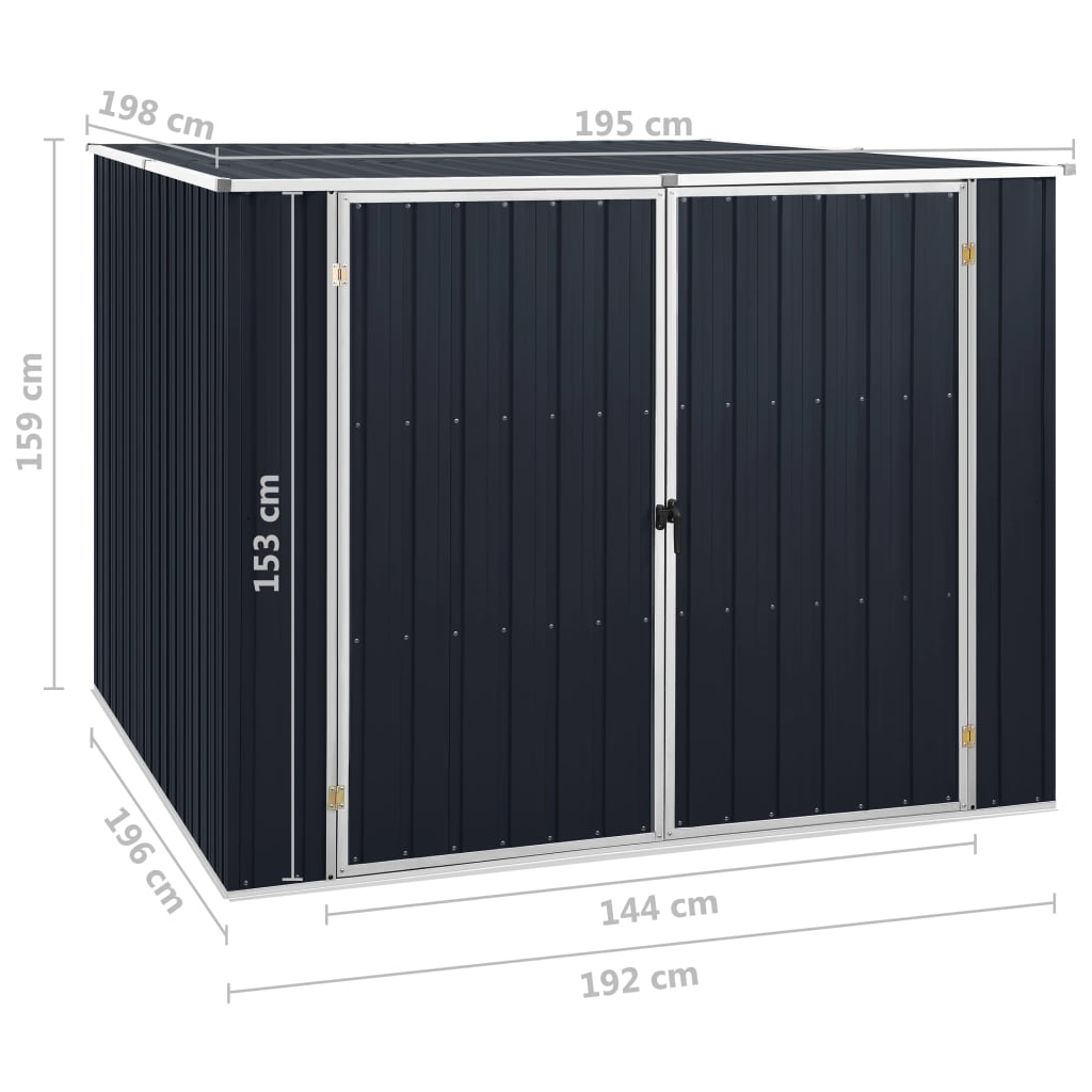 vidaXL Gerätehaus Anthrazit 195x198x159 cm Verzinkter Stahl