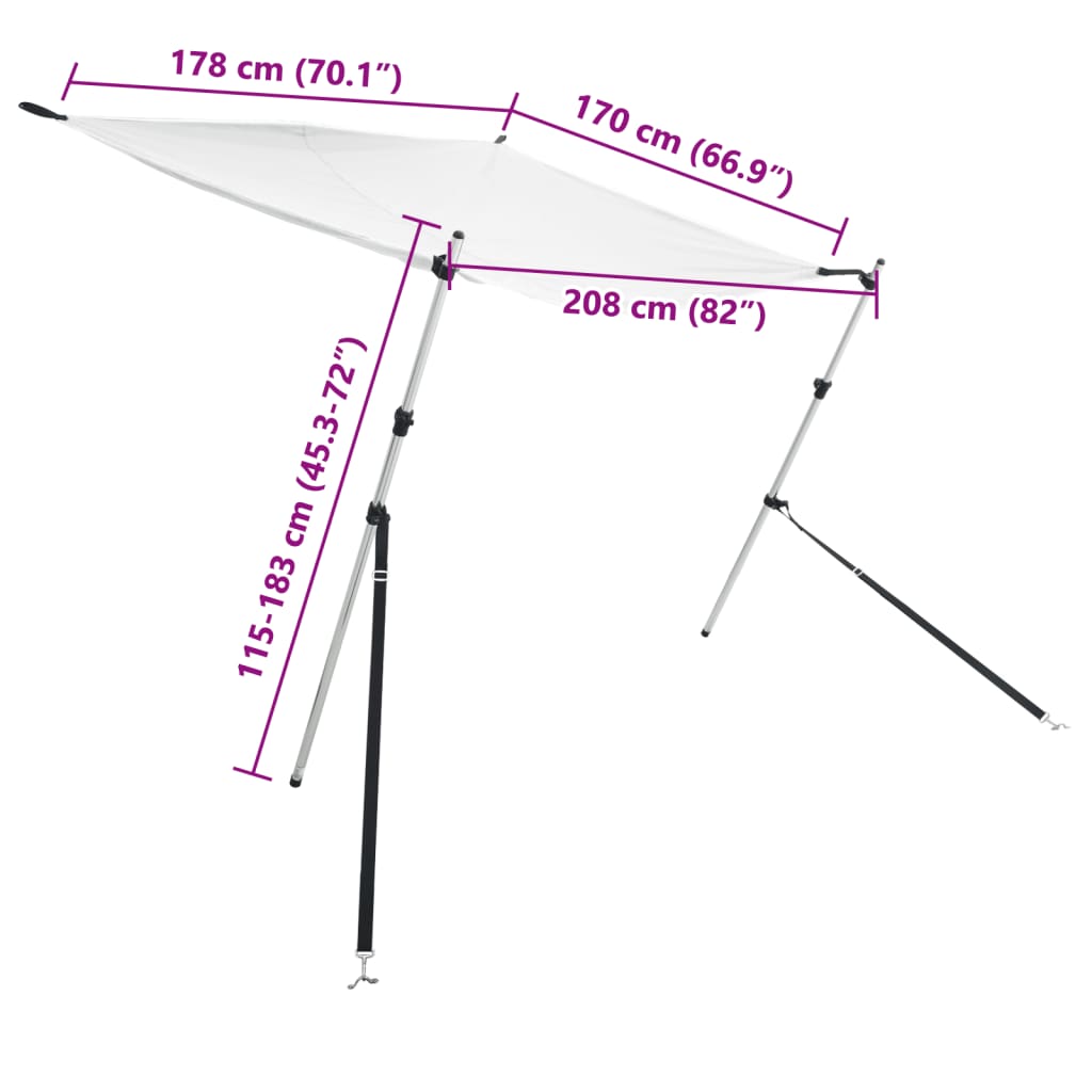 vidaXL T-Top-Beschattungsverlängerung Weiß 170x208x(115-183) cm