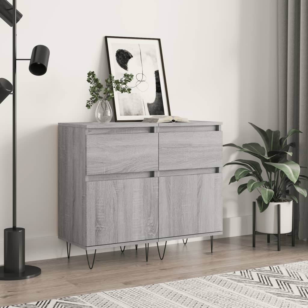 vidaXL Sideboards 2 Stk. Grau Sonoma 40x35x70 cm Holzwerkstoff