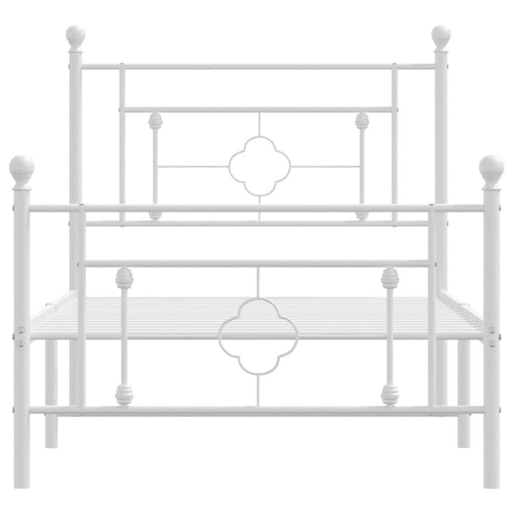 vidaXL Bettgestell mit Kopf- und Fußteil Metall Weiß 90x200 cm