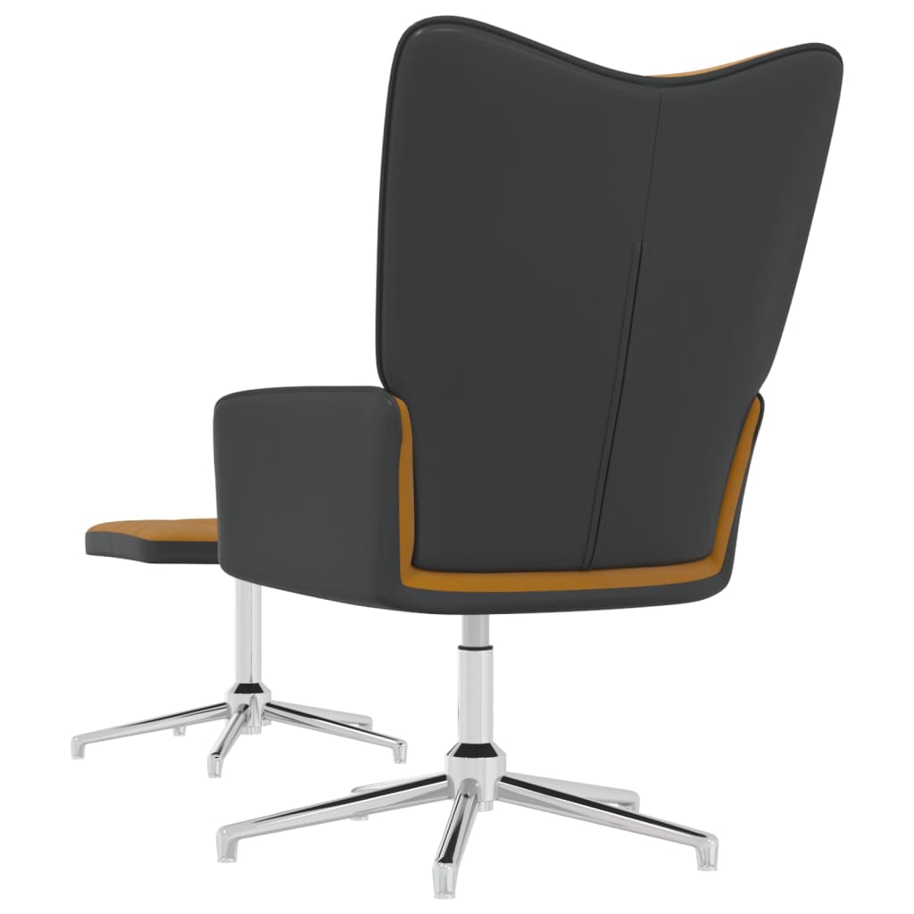 vidaXL Relaxsessel mit Hocker Braun Samt und PVC