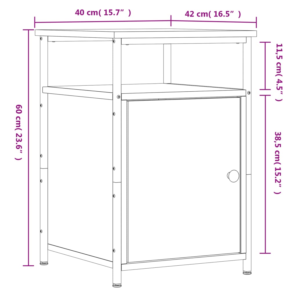 vidaXL Nachttische 2 Stk. Grau Sonoma 40x42x60 cm Holzwerkstoff