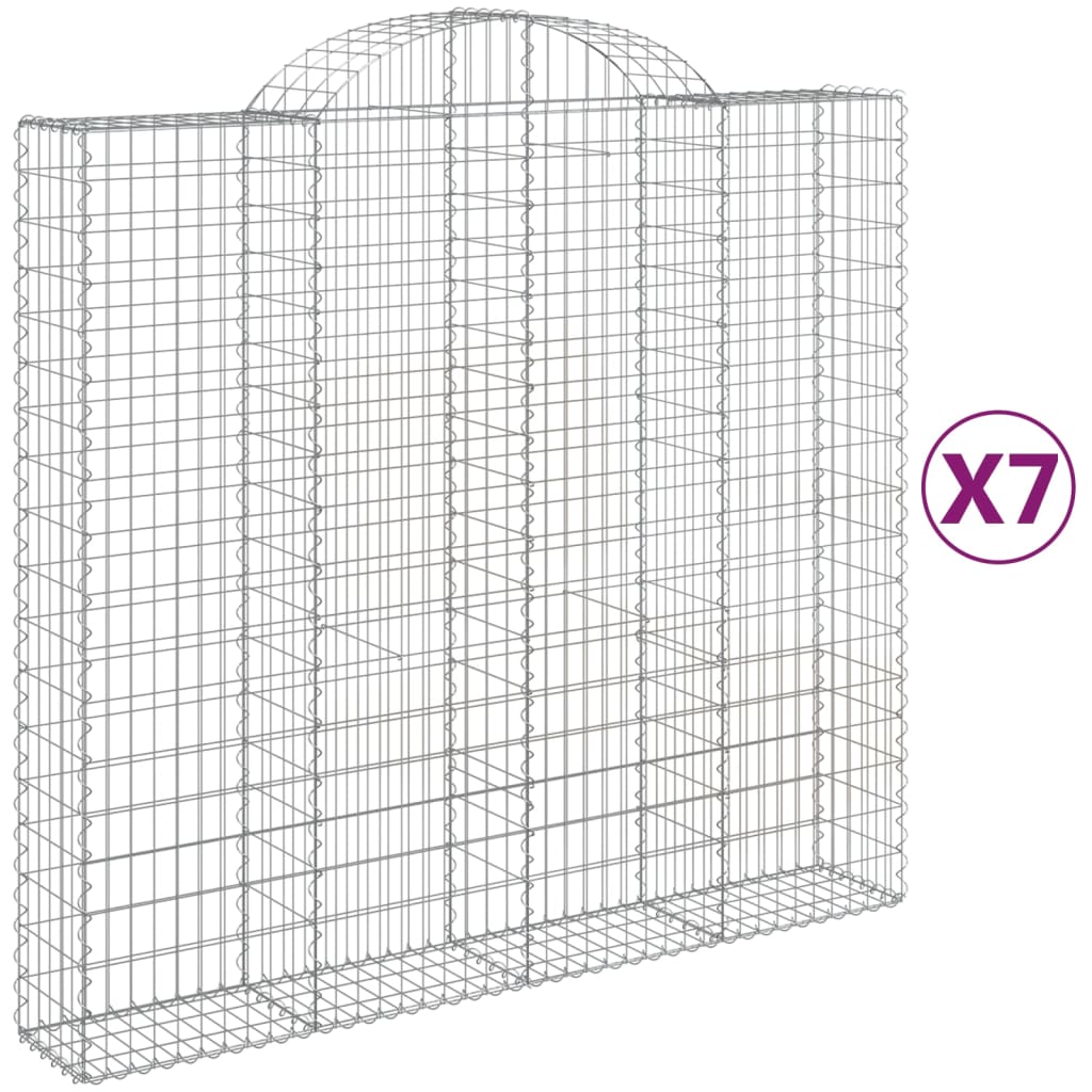 vidaXL Gabionen mit Hochbogen 7 Stk. 200x50x180/200cm Verzinktes Eisen