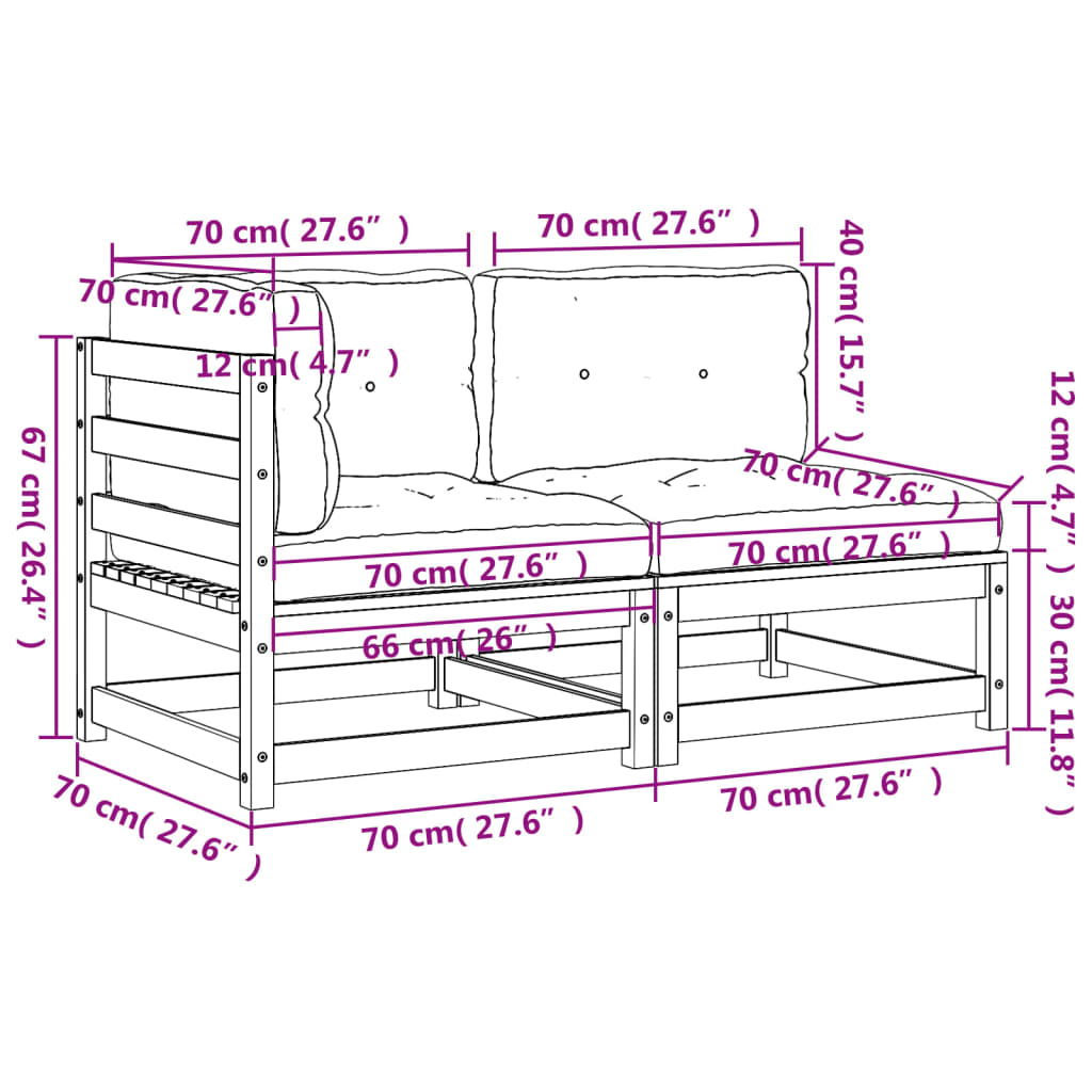 vidaXL Gartensofa mit Kissen 2-Sitzer Massivholz Douglasie