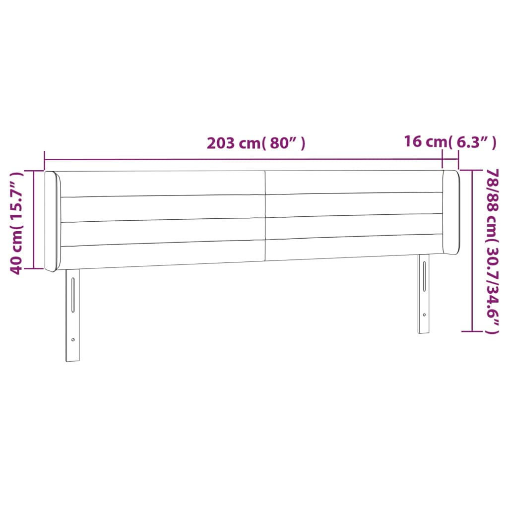 vidaXL LED Kopfteil Dunkelgrün 203x16x78/88 cm Samt