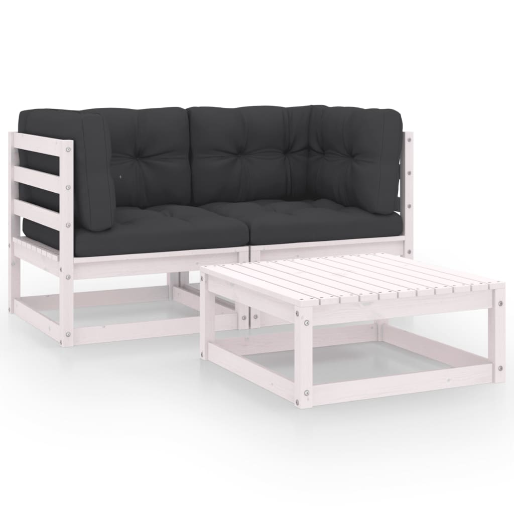 vidaXL 3-tlg. Garten-Lounge-Set mit Kissen Kiefer Massivholz