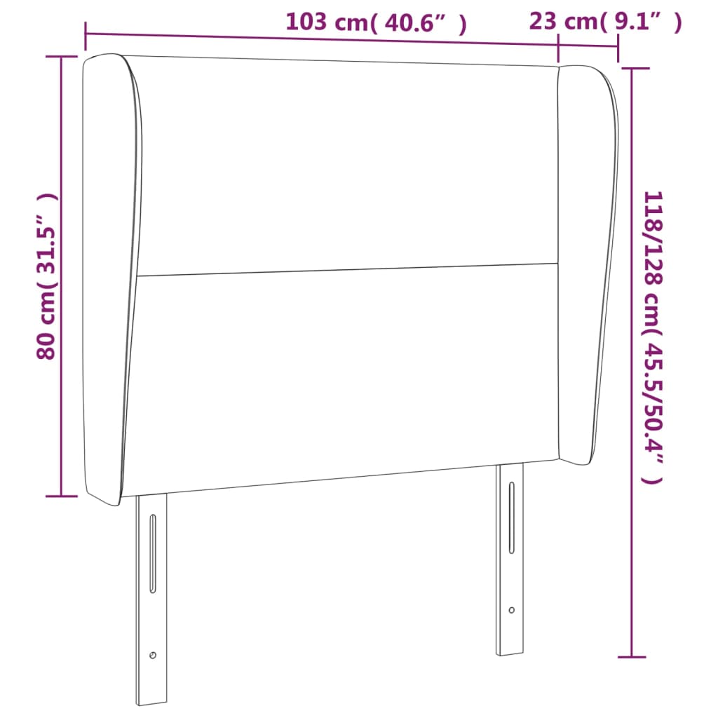 vidaXL Kopfteil mit Ohren Dunkelblau 103x23x118/128 cm Samt