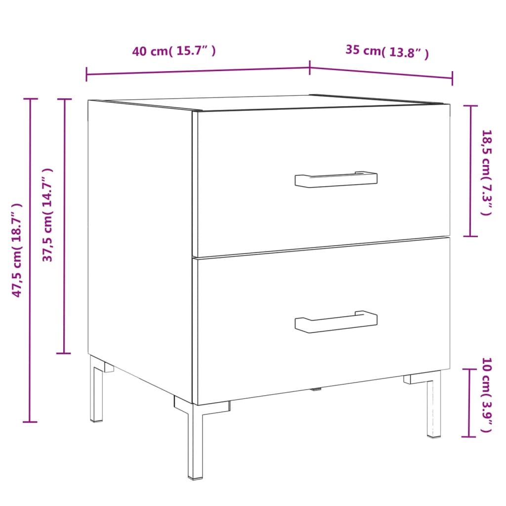 vidaXL Nachttisch Grau Sonoma 40x35x47,5 cm Holzwerkstoff