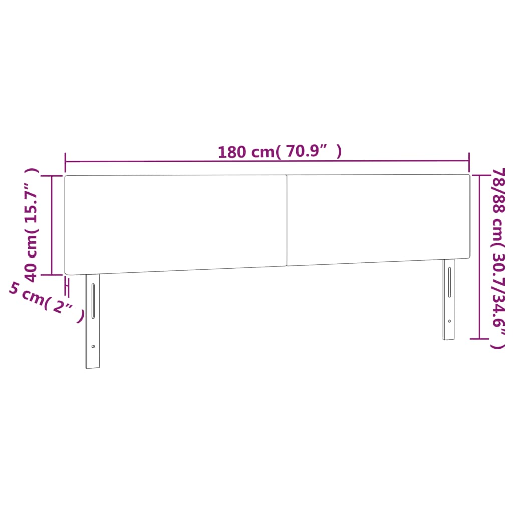 vidaXL LED Kopfteil Dunkelblau 180x5x78/88 cm Samt