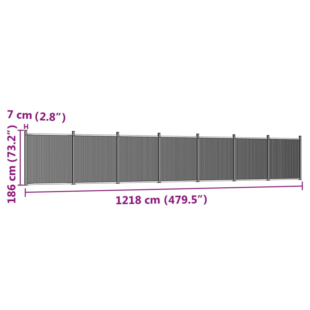 vidaXL Zaunelement Grau 1218x186 cm WPC