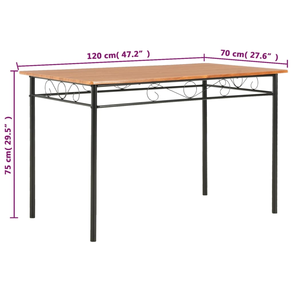 vidaXL Esstisch Braun 120×70×75 cm MDF