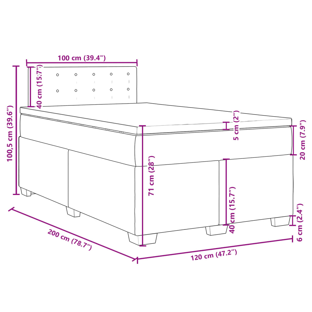 vidaXL Boxspringbett Matratze Cappuccino-Braun 120x200cm Kunstleder