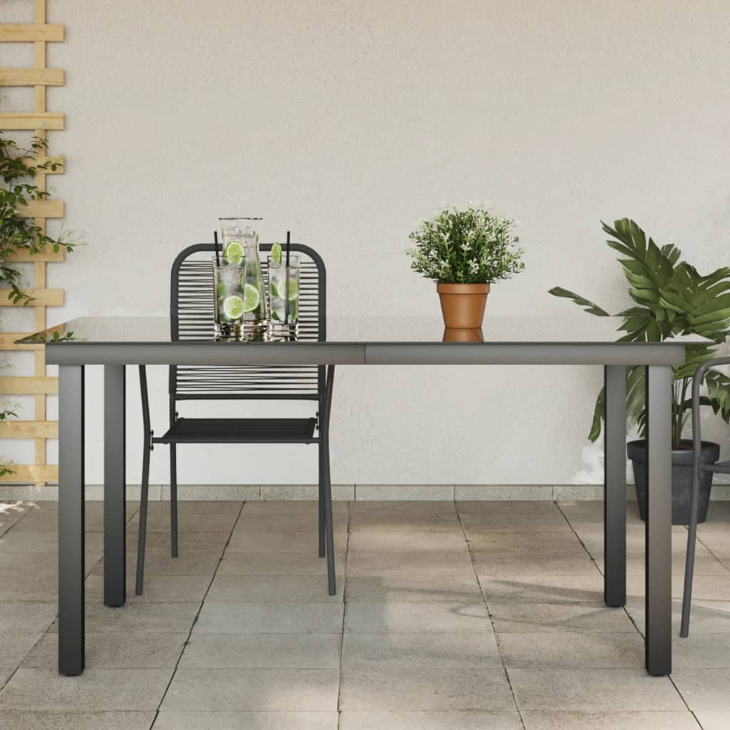 vidaXL Gartentisch Schwarz 150x90x74 cm Aluminium und Glas