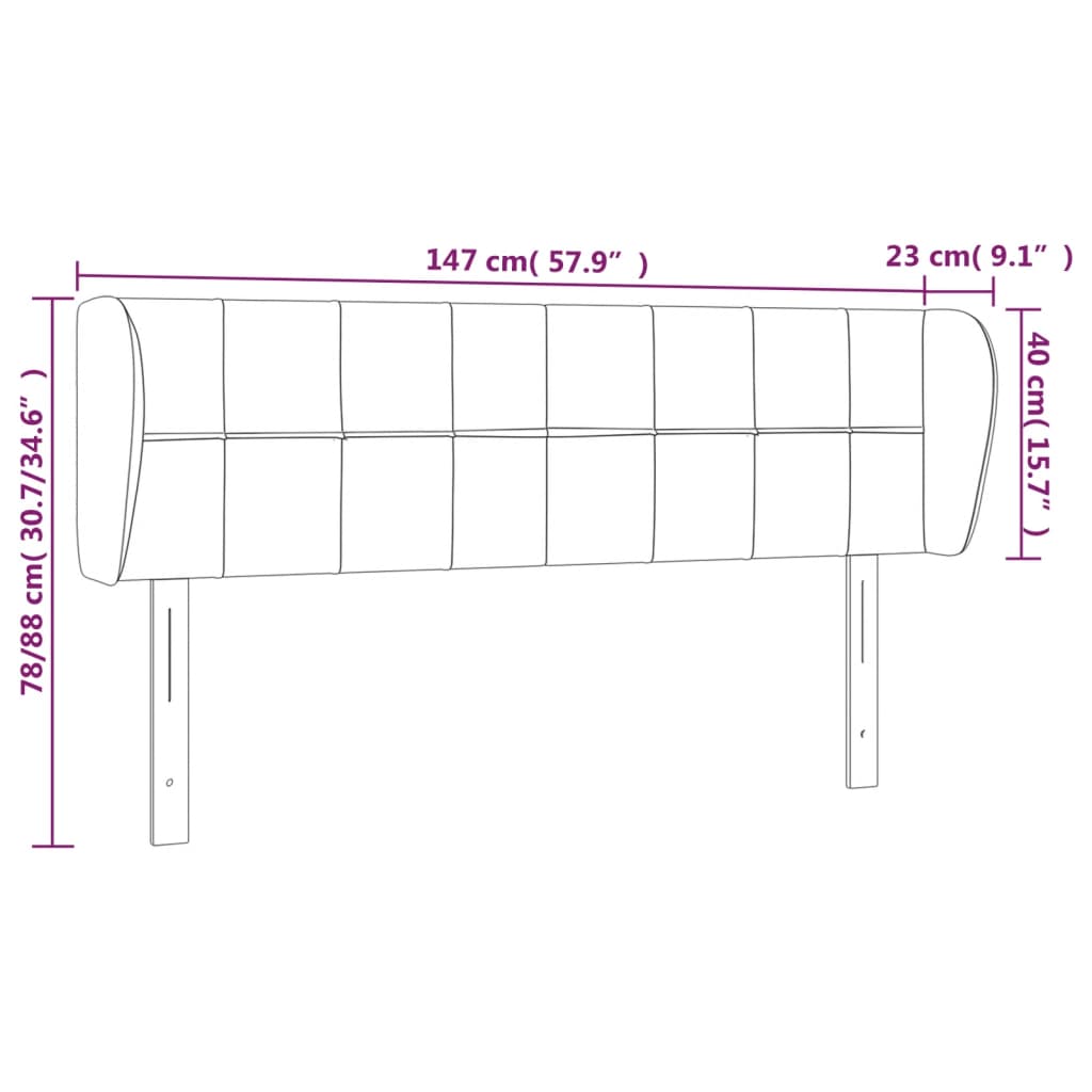 vidaXL Kopfteil mit Ohren Dunkelgrau 163x23x78/88 cm Samt