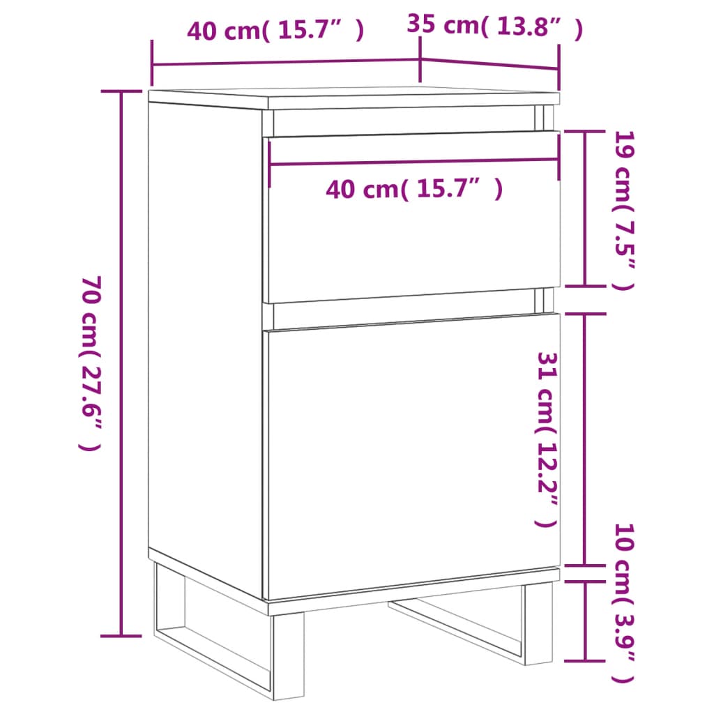 vidaXL Sideboard Grau Sonoma 40x35x70 cm Holzwerkstoff