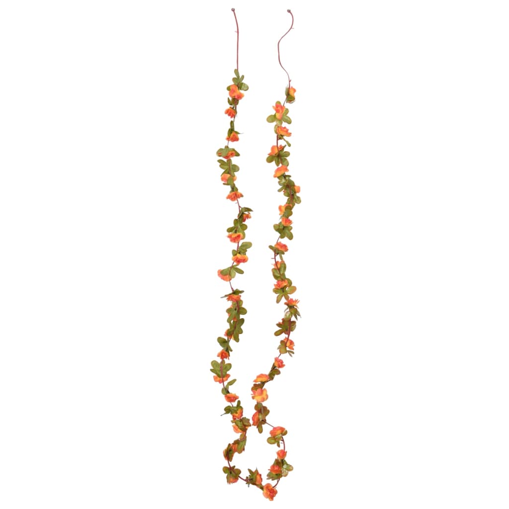 vidaXL Weihnachtskränze Blumen 6 Stk. Orange 250 cm