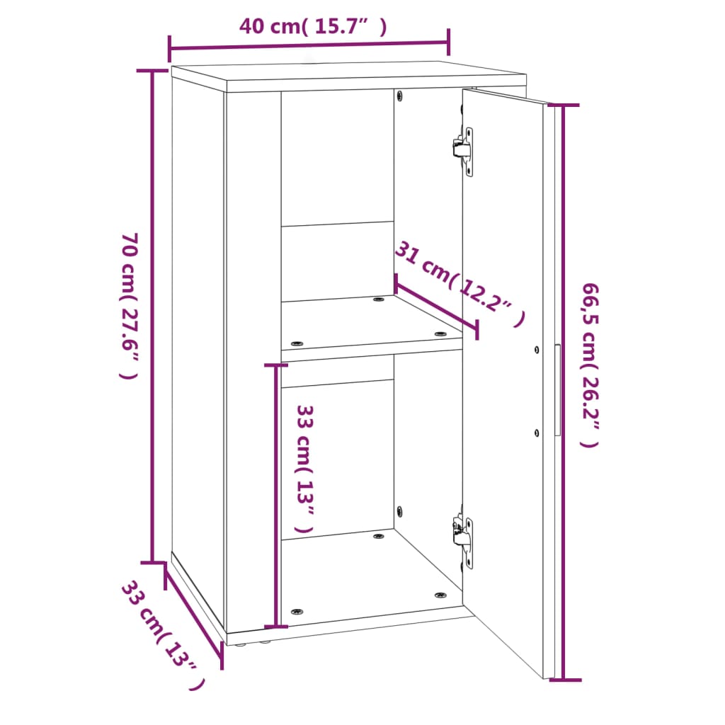 vidaXL Sideboard Grau Sonoma 40x33x70 cm Holzwerkstoff