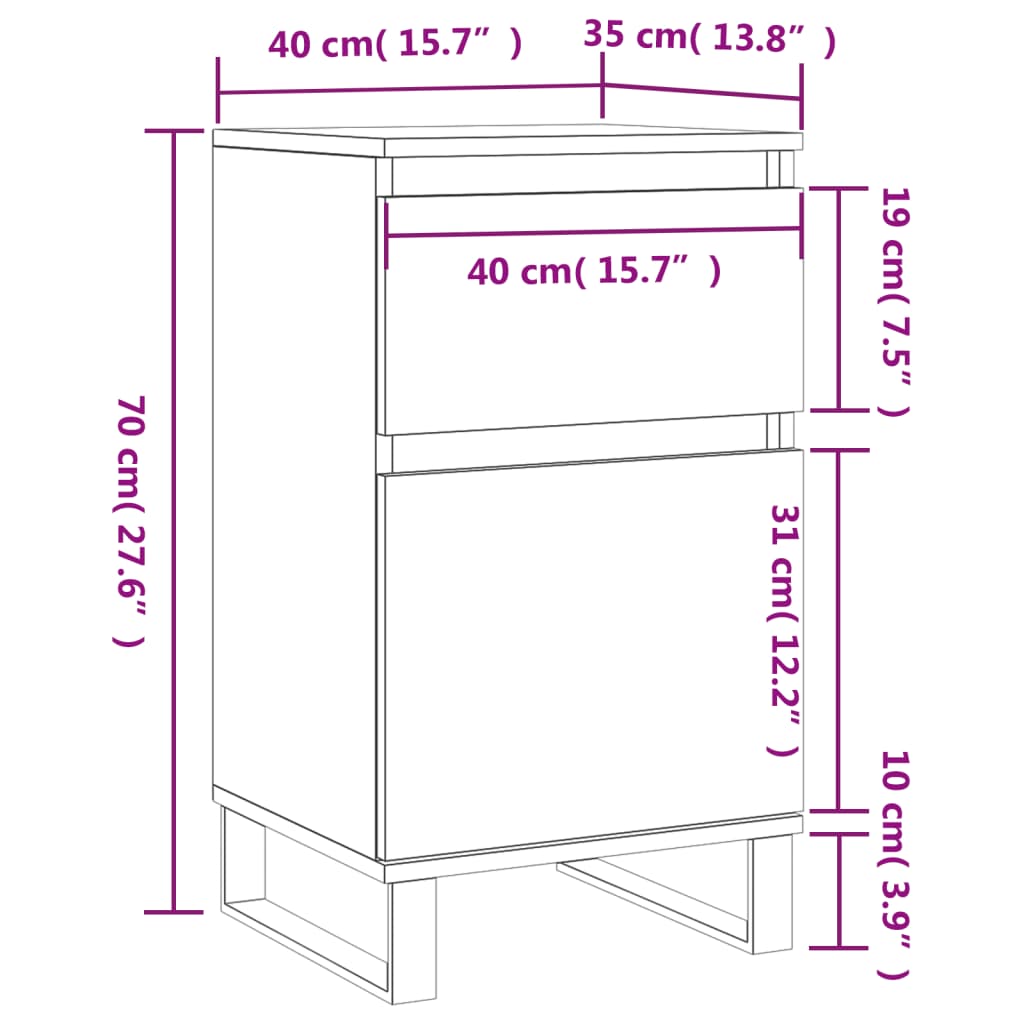 vidaXL Sideboards 2 Stk. Grau Sonoma 40x35x70 cm Holzwerkstoff