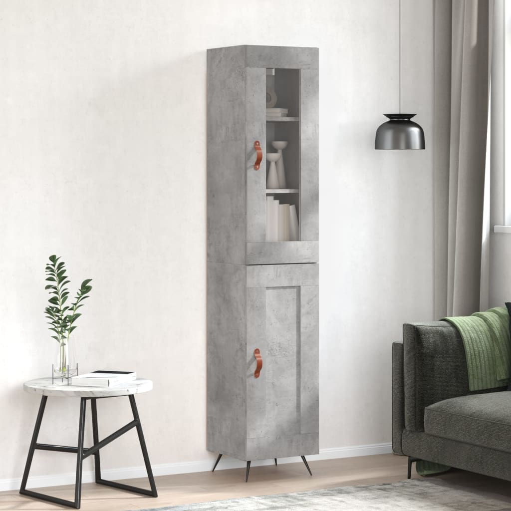 vidaXL Highboard Betongrau 34,5x34x180 cm Holzwerkstoff