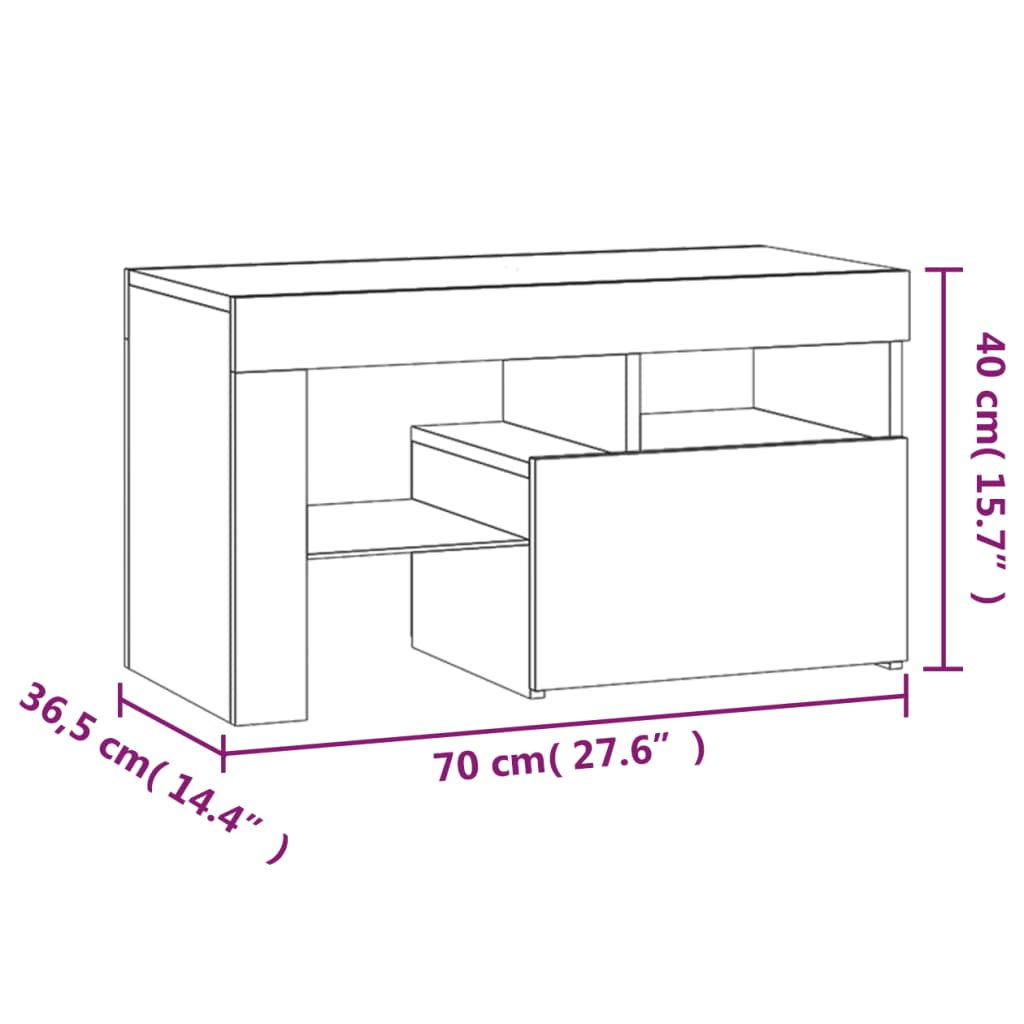 vidaXL Nachttische 2 Stk. mit LED-Leuchten Schwarz 70x36,5x40 cm