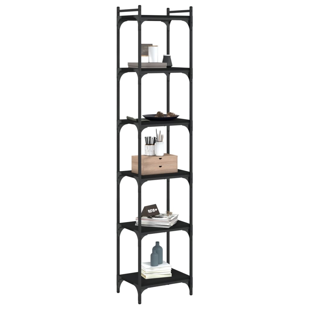 vidaXL Bücherregal 6 Böden Schwarz 40x30x188 cm Holzwerkstoff