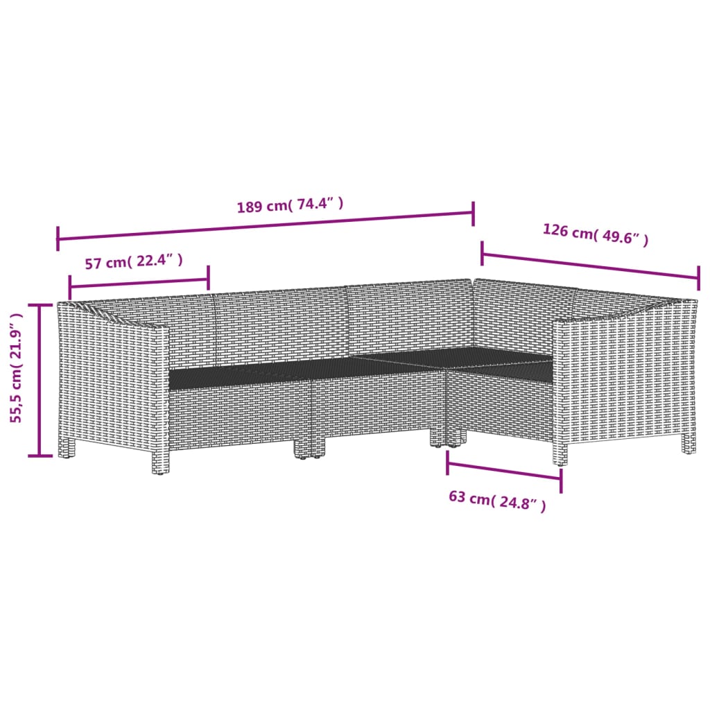 vidaXL 7-tlg. Garten-Lounge-Set mit Kissen Grau Poly Rattan