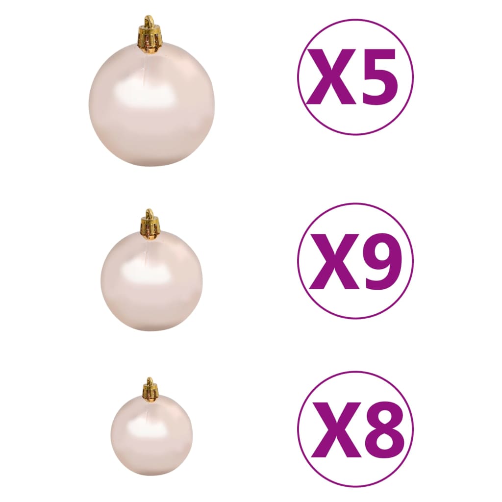 vidaXL Künstlicher Halb-Weihnachtsbaum Beleuchtung Kugeln Grün 120 cm