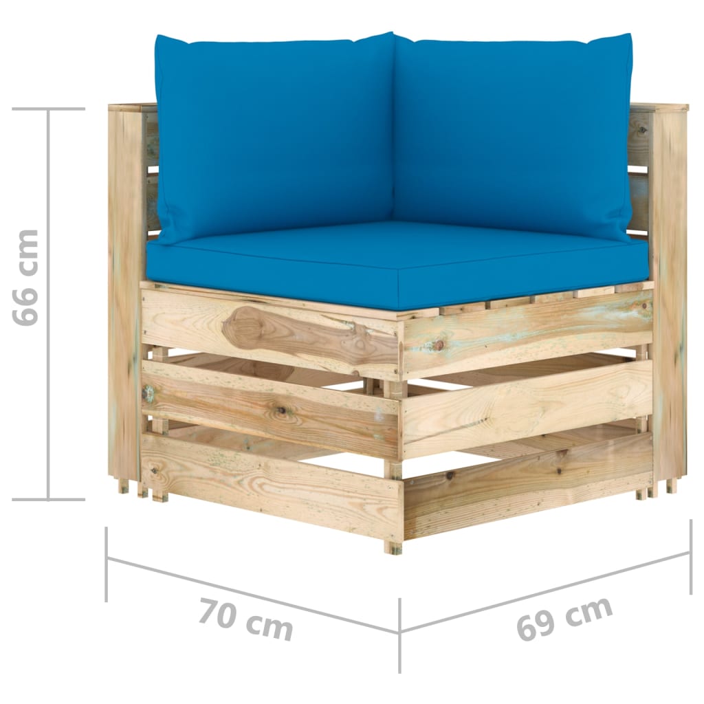 vidaXL 4-Sitzer Outdoor-Sofa mit Kissen Grün Imprägniertes Holz