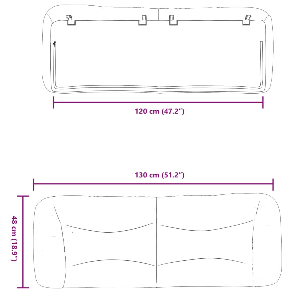 vidaXL Kopfteil-Kissen Braun 120 cm Kunstleder