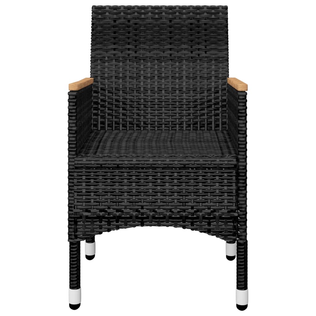 vidaXL 3-tlg. Bistro-Set Poly Rattan und Akazienholz Schwarz