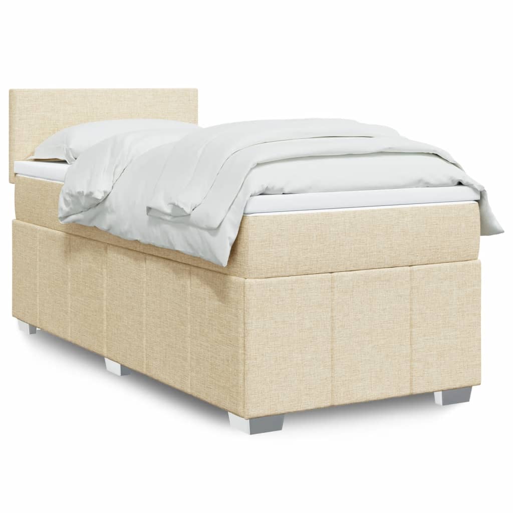 vidaXL Boxspringbett mit Matratze Creme 80x200 cm Stoff