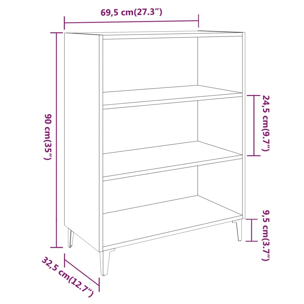 vidaXL Sideboard Grau Sonoma 69,5x32,5x90 cm Holzwerkstoff