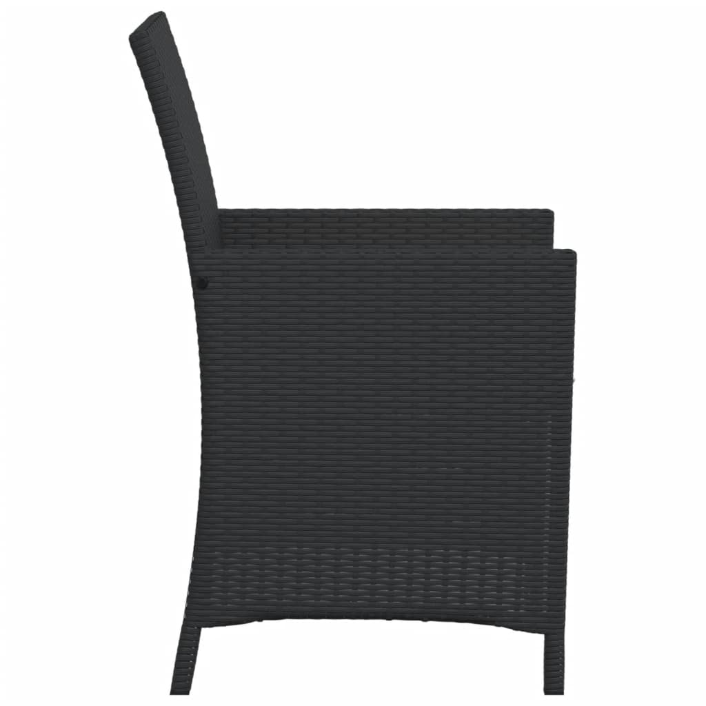 vidaXL 3-tlg. Bistro-Set mit Kissen Schwarz Poly Rattan