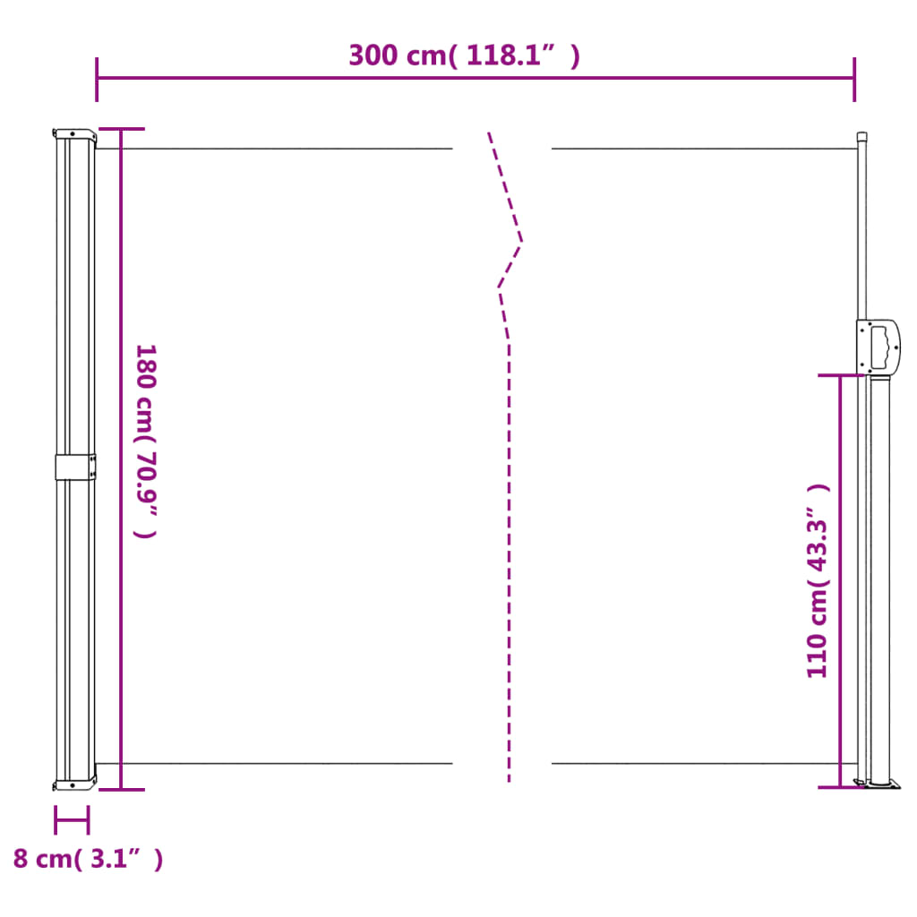 vidaXL Seitenmarkise Ausziehbar Beige 180x300 cm