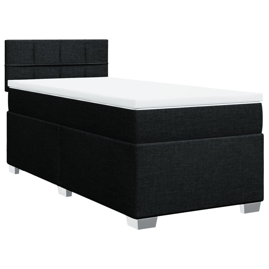 vidaXL Boxspringbett mit Matratze Schwarz 90x190 cm Stoff