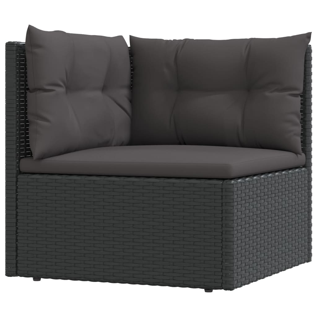 vidaXL 5-tlg. Garten-Lounge-Set mit Kissen Schwarz Poly Rattan