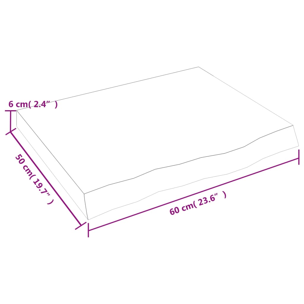 vidaXL Tischplatte 60x50x(2-6) cm Massivholz Eiche Unbehandelt