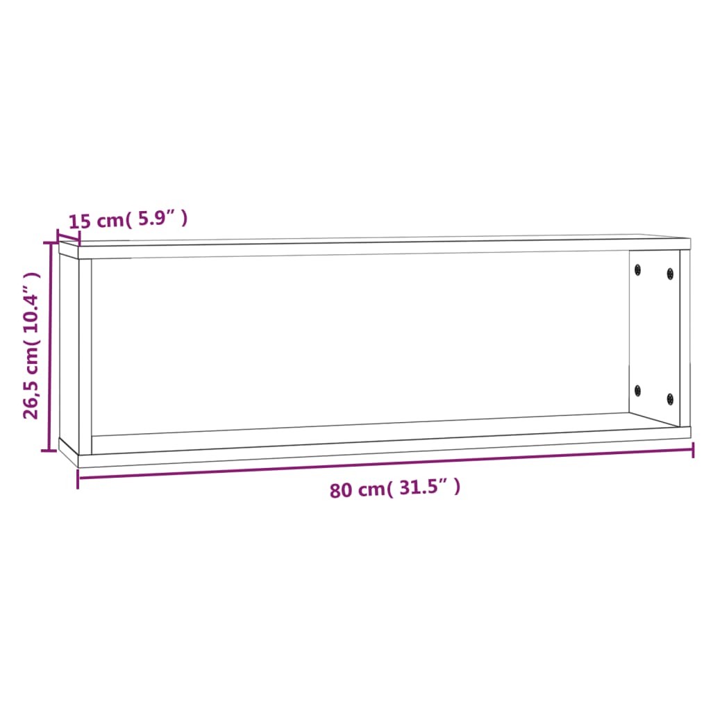 vidaXL Wandregale 4 Stk. Braun Eichen-Optik 80x15x26,5cm Holzwerkstoff