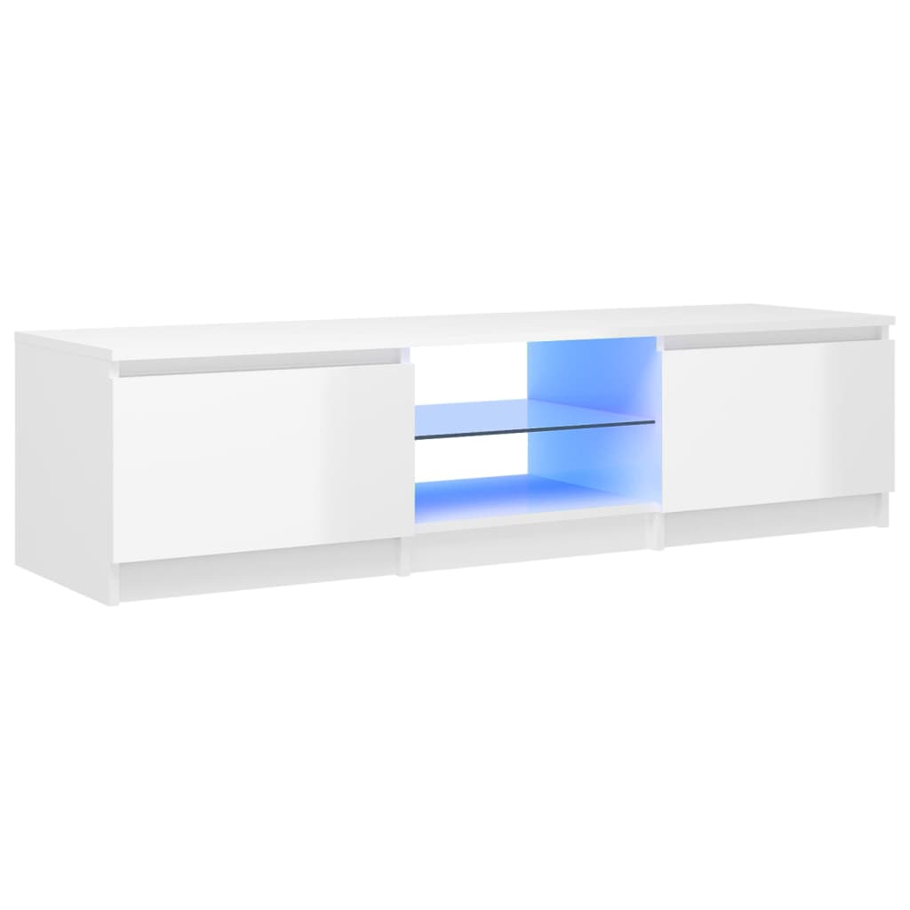 vidaXL TV-Schrank mit LED-Leuchten Hochglanz-Weiß 140x40x35,5 cm