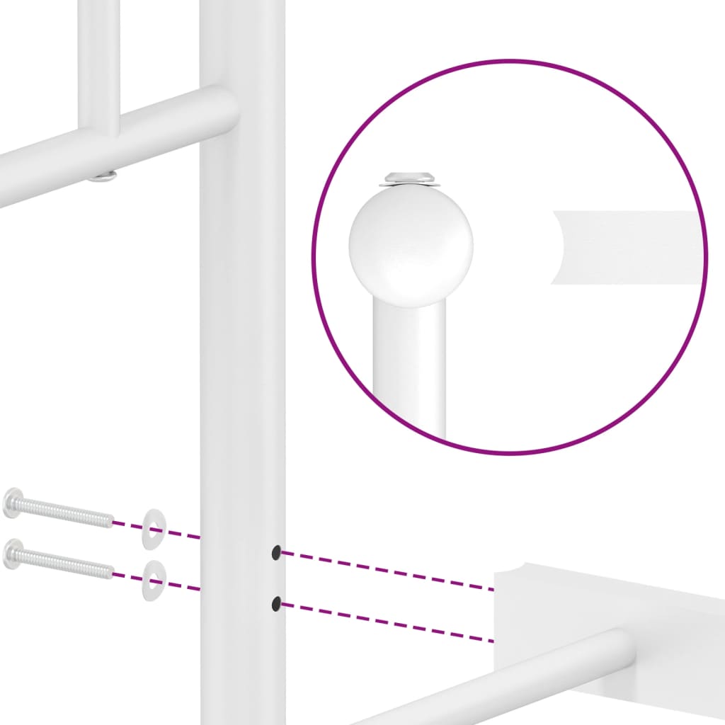 vidaXL Bettgestell mit Kopf- und Fußteil Metall Weiß 100x200 cm