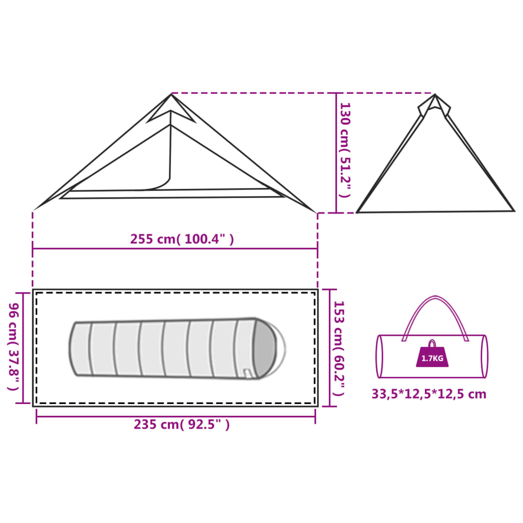 vidaXL Tipi-Campingzelt 1 Person Orange Wasserdicht