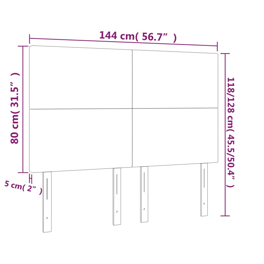 vidaXL LED Kopfteil Weiß 144x5x118/128 cm Kunstleder