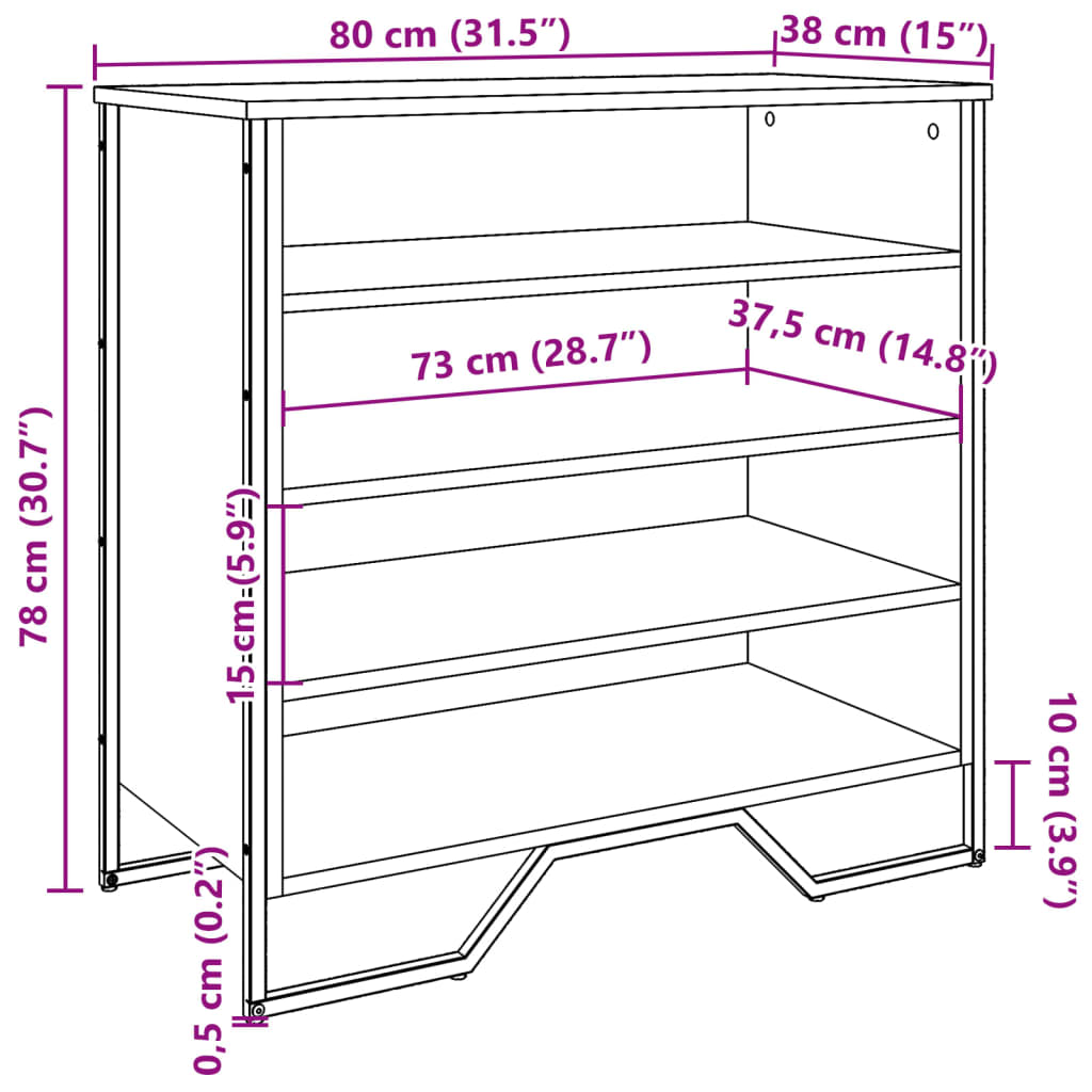 vidaXL Schuhregal Grau Sonoma 80x38x78 cm Holzwerkstoff