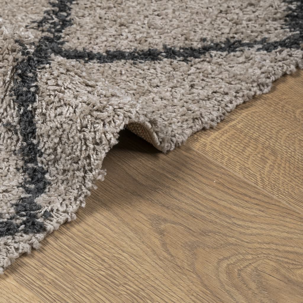 vidaXL Teppich Shaggy Hochflor Modern Beige und Anthrazit 140x200 cm