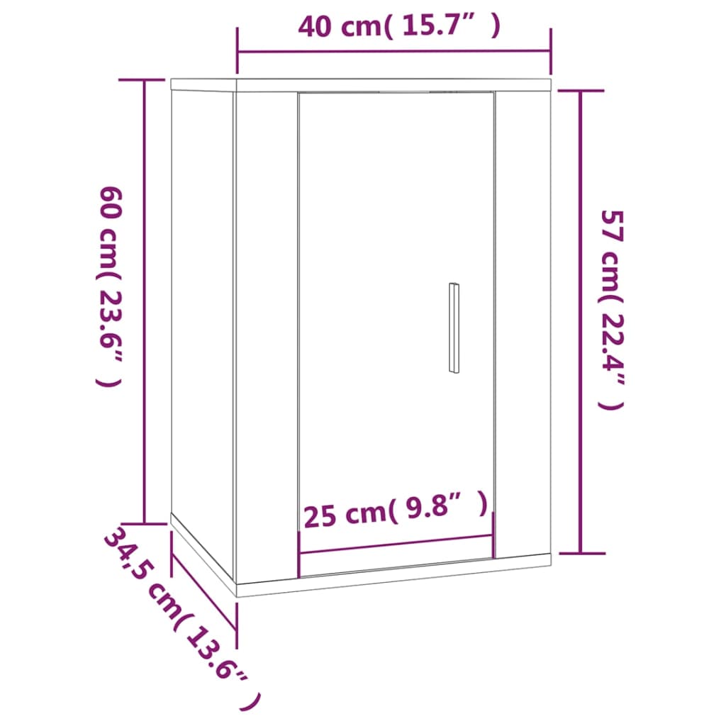 vidaXL TV-Wandschränke 2 Stk. Braun Eichen-Optik 40x34,5x60 cm