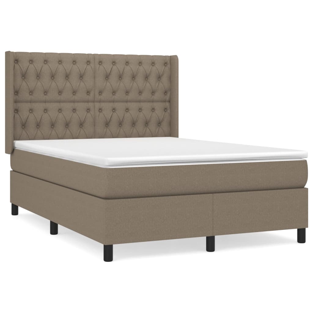 vidaXL Boxspringbett mit Matratze Taupe 140x190 cm Stoff